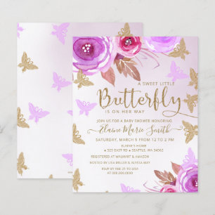 Budget Gold Butterflies Baby shower Invitation