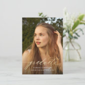 Budget Gold Calligraphy Afstuderen Foto Kaart (Staand voorkant)