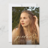 Budget Gold Calligraphy Afstuderen Foto Kaart (Voorkant)