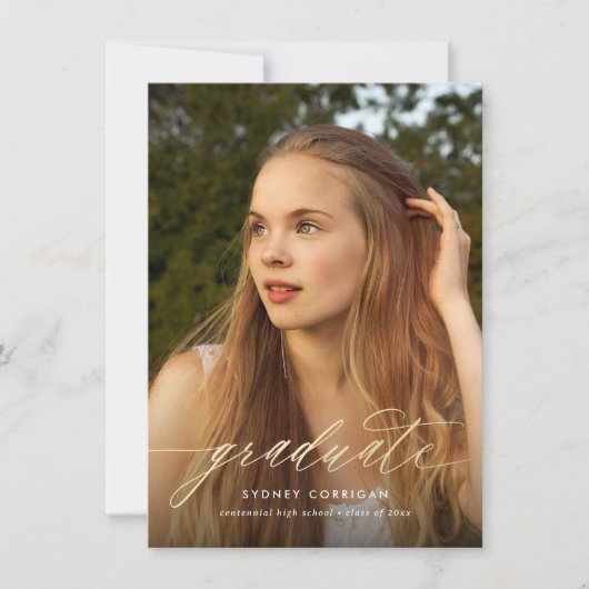 Budget Gold Calligraphy Afstuderen Foto Kaart (Voorkant)