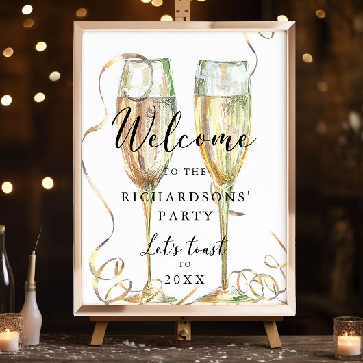 Budget Gold Champagne Party Welkomstbord Poster