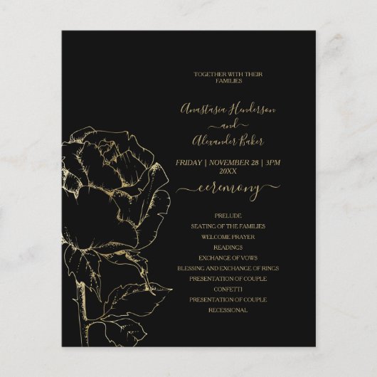 Budget Gold Classic Wedding Program kaart. Flyer (Voorkant)