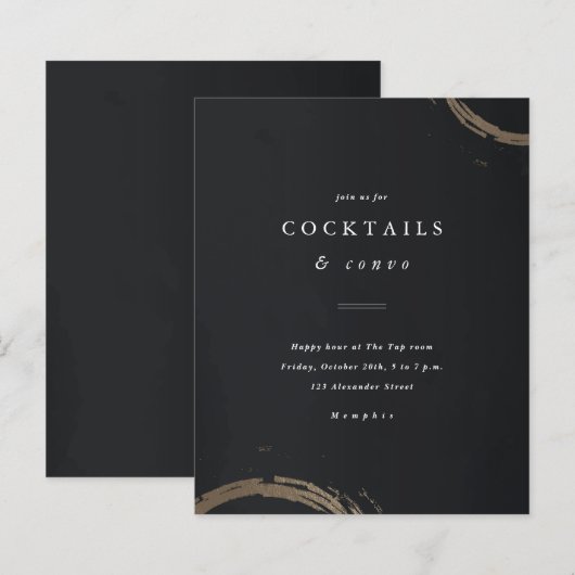 Budget Gold Cocktail Dinner Party Uitnodiging (Voorkant / Achterkant)