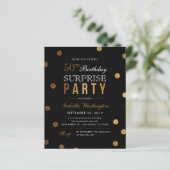 Budget Gold Confetti Black Surprise Birthday Party (Staand voorkant)
