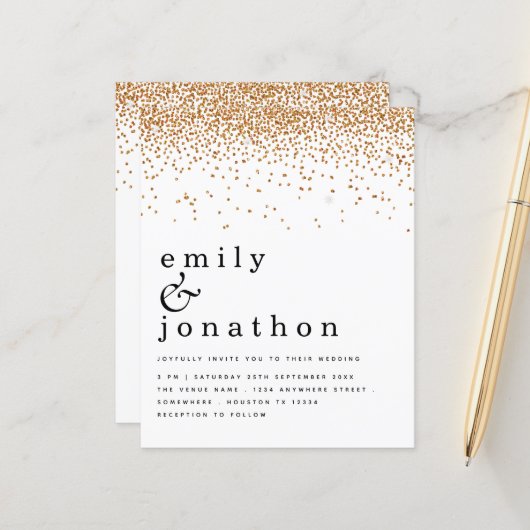 Budget Gold Confetti Glitter Weddenschap (Voorkant / Achterkant in situ)