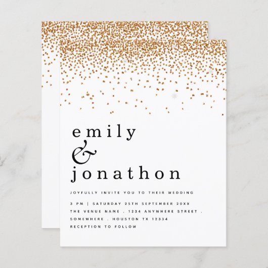 Budget Gold Confetti Glitter Weddenschap (Voorkant / Achterkant)