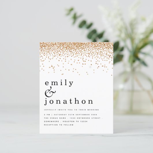 Budget Gold Confetti Glitter Weddenschap (Staand voorkant)