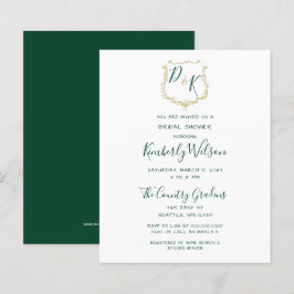 Budget Gold Crest Green Bridal Shower Uitnodiging