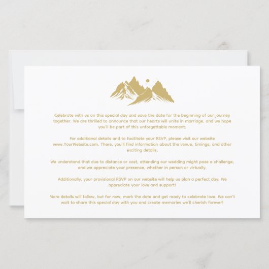Budget Gold Effect Boho Rustic Mountains Photo (Achterkant)