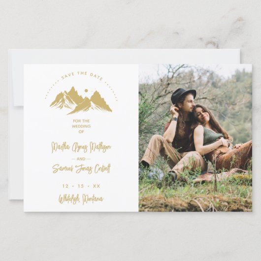 Budget Gold Effect Boho Rustic Mountains Photo (Voorkant)