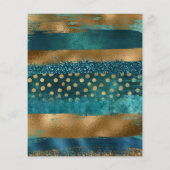 BUDGET Gold en blauwgroen strokes bruiloft uitnodi (Achterkant)