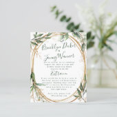 Budget Gold Eucalyptus Elegant Wedding Invitation (Staand voorkant)