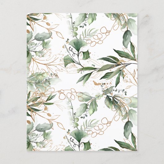 Budget Gold Eucalyptus Elegant Wedding Invitation (Achterkant)