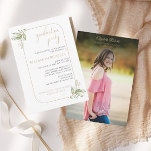 Budget Gold Eucalyptus Greenery Afstudeerder Party Kaart
