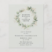 Budget Gold Eucalyptus WreatGreen Glass Wedding Flyer (Voorkant)