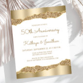 Budget Gold Foil Glitter 50th Anniversary Invite