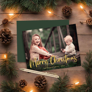 Budget Gold Foil Script Merry kerstfoto