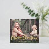 Budget Gold Foil Script Merry kerstfoto (Staand voorkant)