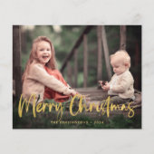 Budget Gold Foil Script Merry kerstfoto (Voorkant)