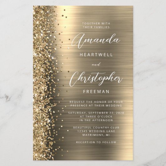 Budget Gold Glam Glitter Weddenschap (Voorkant)