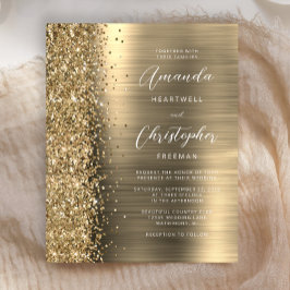 Budget Gold Glam Glitter Wedding Invitation