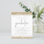 Budget Gold Glitter 2024 Afstuderen White Invite (Staand voorkant)