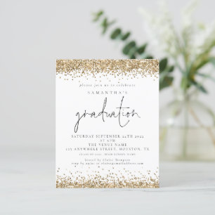 Budget Gold Glitter 2024 Afstuderen White Invite