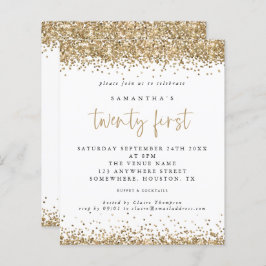 Budget Gold Glitter 21e-partijuitnodiging