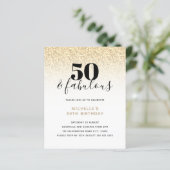 Budget Gold Glitter 50 & Fabulous Birthday Invite (Staand voorkant)