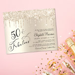 Budget Gold Glitter 50e Verjaardagsfeest Uitnodigi<br><div class="desc">Elegant,  chic en budgetvriendelijk,  50ste verjaardagsfeest met "50 & Fabulous",  in stijlvol schrift geschreven tegen een gouden achtergrond,  met gouden vuile glitter die neervalt.</div>