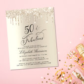 Budget Gold Glitter 50th Birthday Invitation
