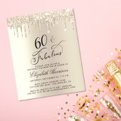 Budget Gold Glitter 60e Verjaardag Uitnodiging