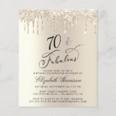 Budget Gold Glitter 70th Birthday Invitation (Voorkant)