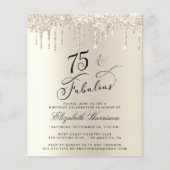 Budget Gold Glitter 75e Verjaardag Uitnodiging (Voorkant)