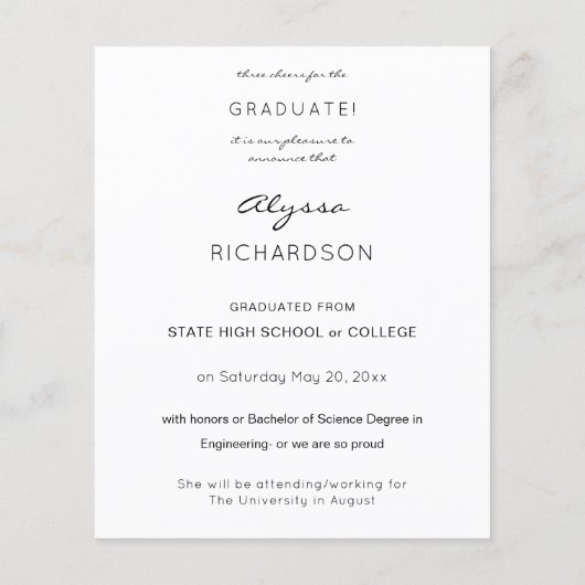 Budget Gold Glitter Afstuderen Foto Aankondiging V Flyer (Achterkant)