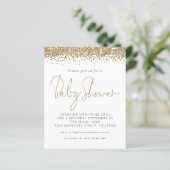 Budget Gold Glitter Baby shower Invitation (Staand voorkant)