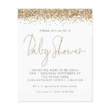 Budget Gold Glitter Baby shower Invitation