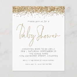 Budget Gold Glitter Baby shower Invitation