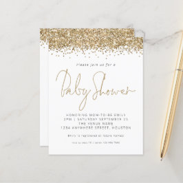 Budget Gold Glitter Baby shower Invitation