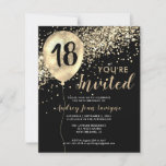 Budget Gold Glitter Balloon Black 18th Birthday<br><div class="desc">Moderne elegante zwarte goudballon van goudmakreel</div>