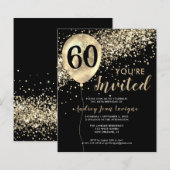 Budget Gold Glitter Balloon Black 60th Birthday (Voorkant / Achterkant)