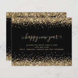Budget Gold Glitter Black Happy Nieuwjaar Kaart