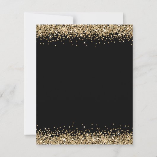 Budget Gold Glitter Black Kerstparty uitgenodigd (Achterkant)