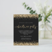 Budget Gold Glitter Black Kerstparty uitgenodigd (Staand voorkant)