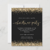 Budget Gold Glitter Black Kerstparty uitgenodigd (Voorkant)