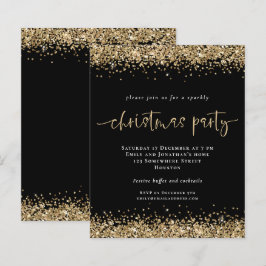 Budget Gold Glitter Black Kerstparty uitgenodigd