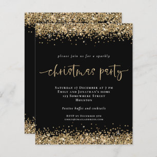 Budget Gold Glitter Black Kerstparty uitgenodigd