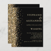 Budget Gold Glitter Black QR Code Weddenschap Uitn (Voorkant / Achterkant)