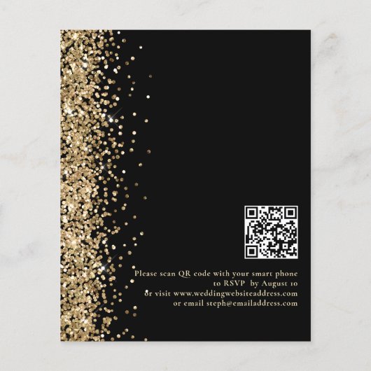 Budget Gold Glitter Black QR Code Weddenschap Uitn (Achterkant)