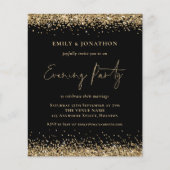 BUDGET Gold Glitter Black Weddenschappen Uitnodigi (Voorkant)